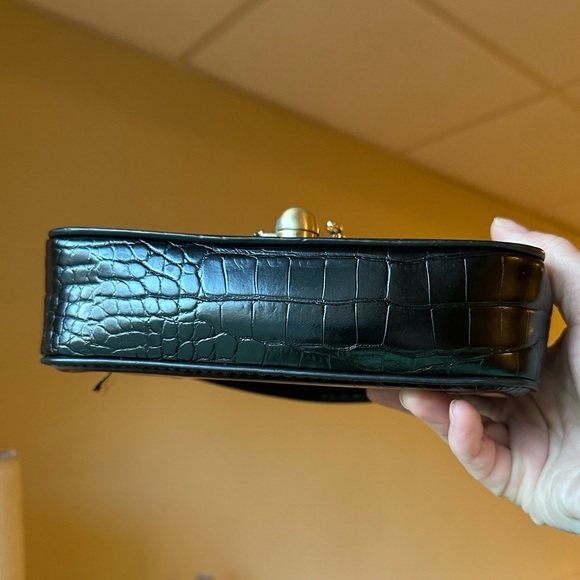 Zara Black & Gold “Croc Print” Mini Bag w/ Gold Snake Clasp - Picture 12 of 12